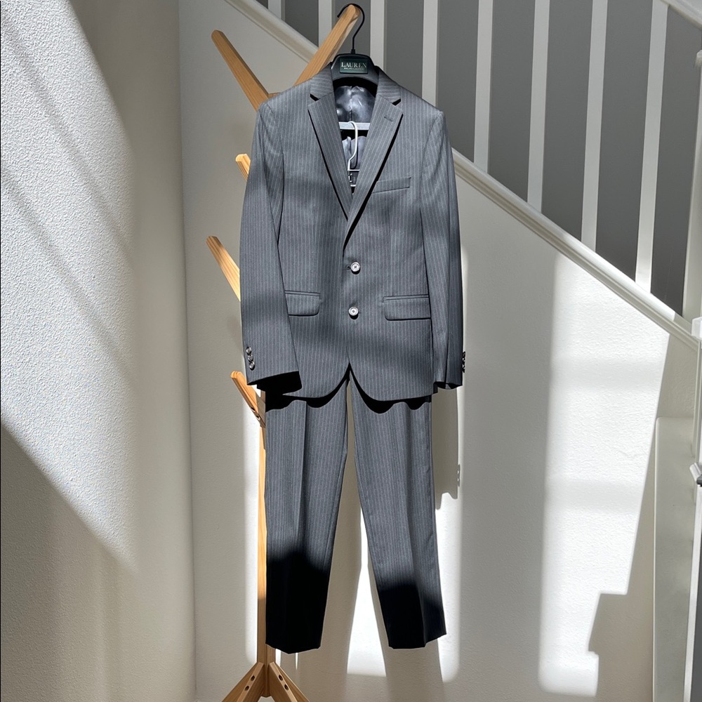 Ralph Lauren Big Boy’s Suit in Black Pinstripe